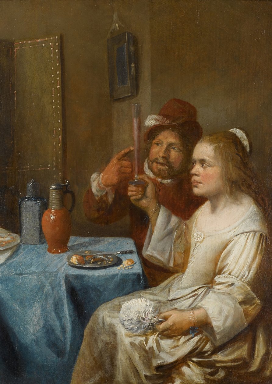 A couple drinking wine by Joos van Craesbeeck