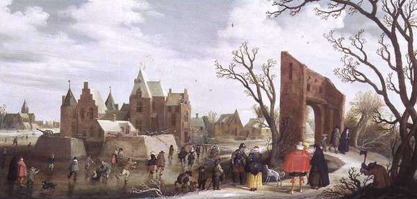 Skaters in a Winter Landscape by Joost Cornelisz. Droochsloot
