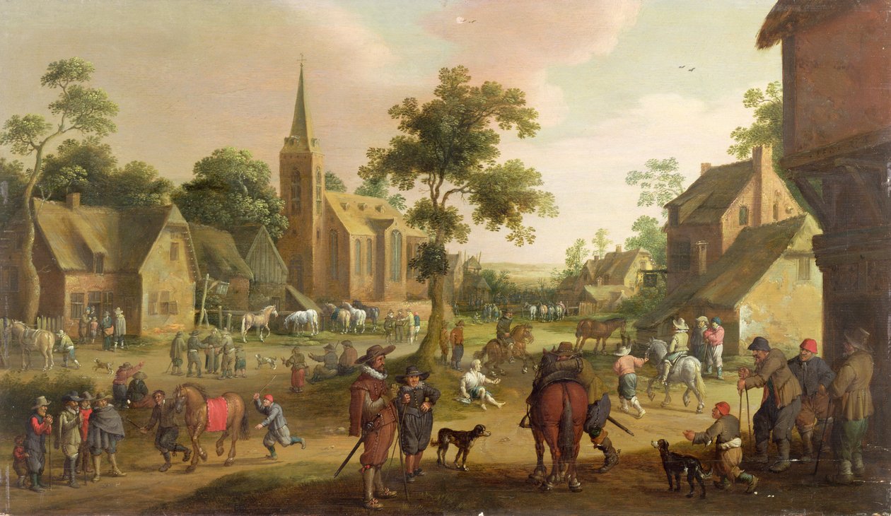 Travellers, Beggars and Horse Copers in a Village by Joost Cornelisz. Droochsloot