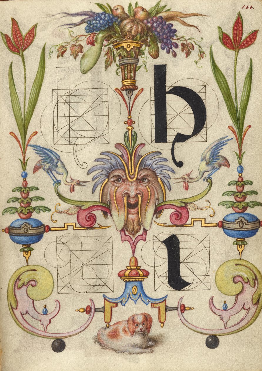 Guide for Constructing the Letters h and i by Joris Hoefnagel