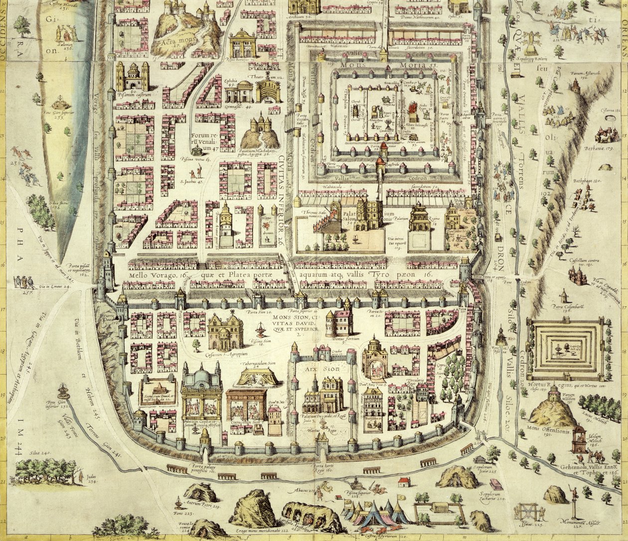 Map of Jerusalem and the Surrounding Area by Joris Hoefnagel