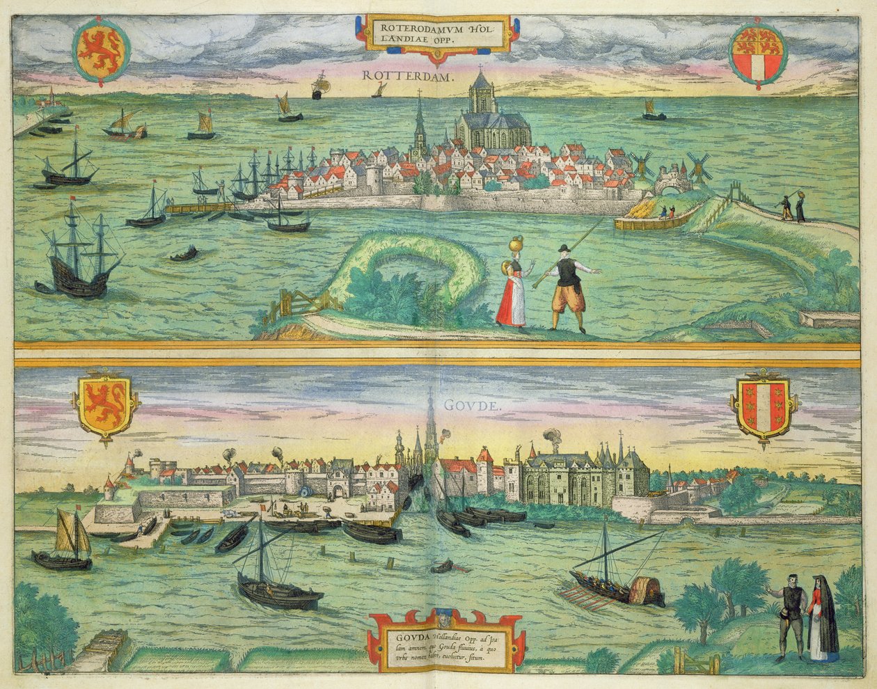 Map of Rotterdam and Gouda, from 