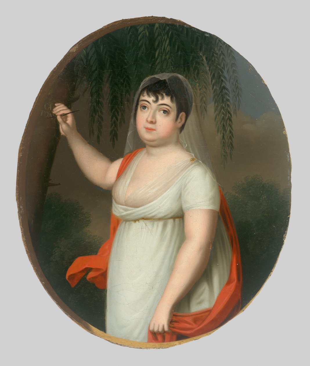 Young Woman by the Tree. Anna Katarína Szirmayová, née Horváth-Stansith by Josef Czauczik