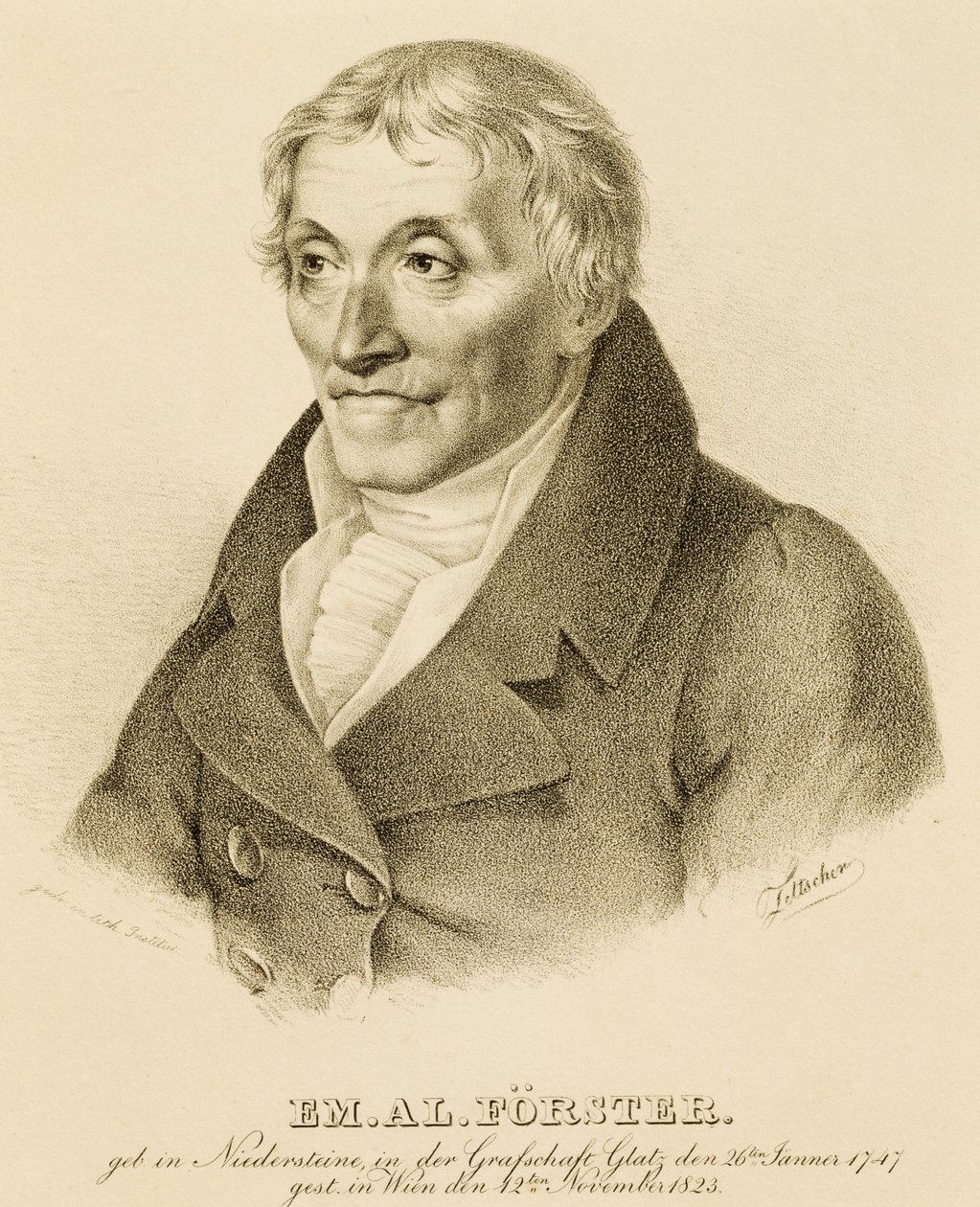 Portrait of Emanuel-Aloys Forster (1748-1823), composer and teacher of counterpoint by Josef Eduard Teltscher