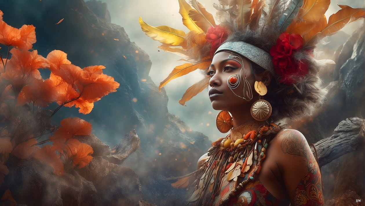 Dreamcore Dreamlike Scene Aborigines 02 by Josef Johann Michel