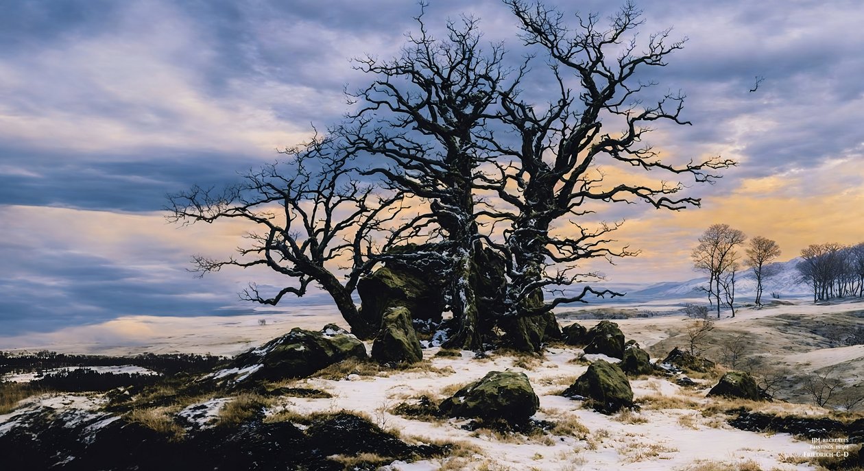 JJM Recreates Friedrich-C-D: Megalith Grave in Winter (Panorama) by Josef Johann Michel