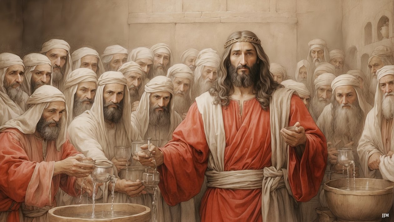 Jesus Says to the Servants - Fill the Water Jars - Wedding at Cana 03 by Josef Johann Michel