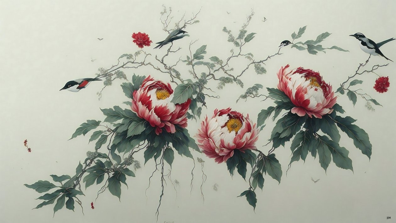 Peony in Green 02 by Josef Johann Michel