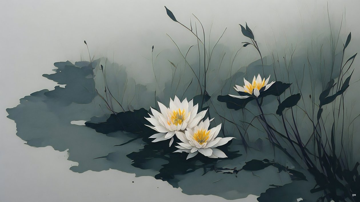 Water Lilies 01 by Josef Johann Michel