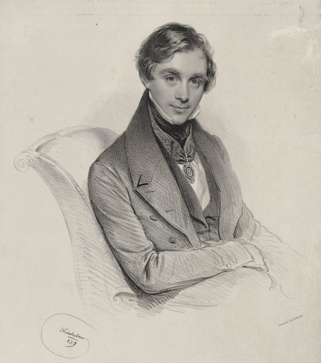 Bull Lithograph by Josef Kriehuber