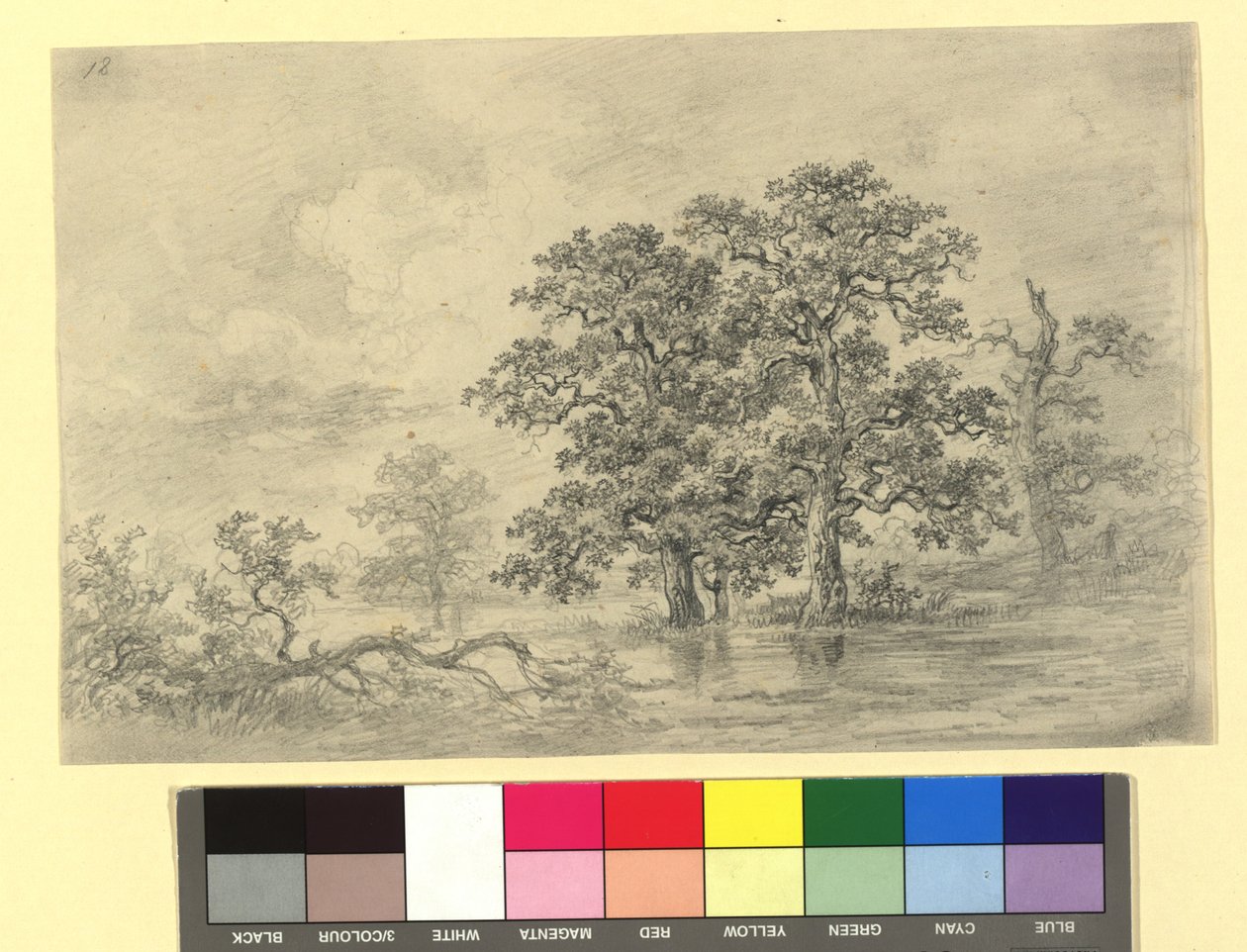 River Landscape with Trees by Josef Kriehuber
