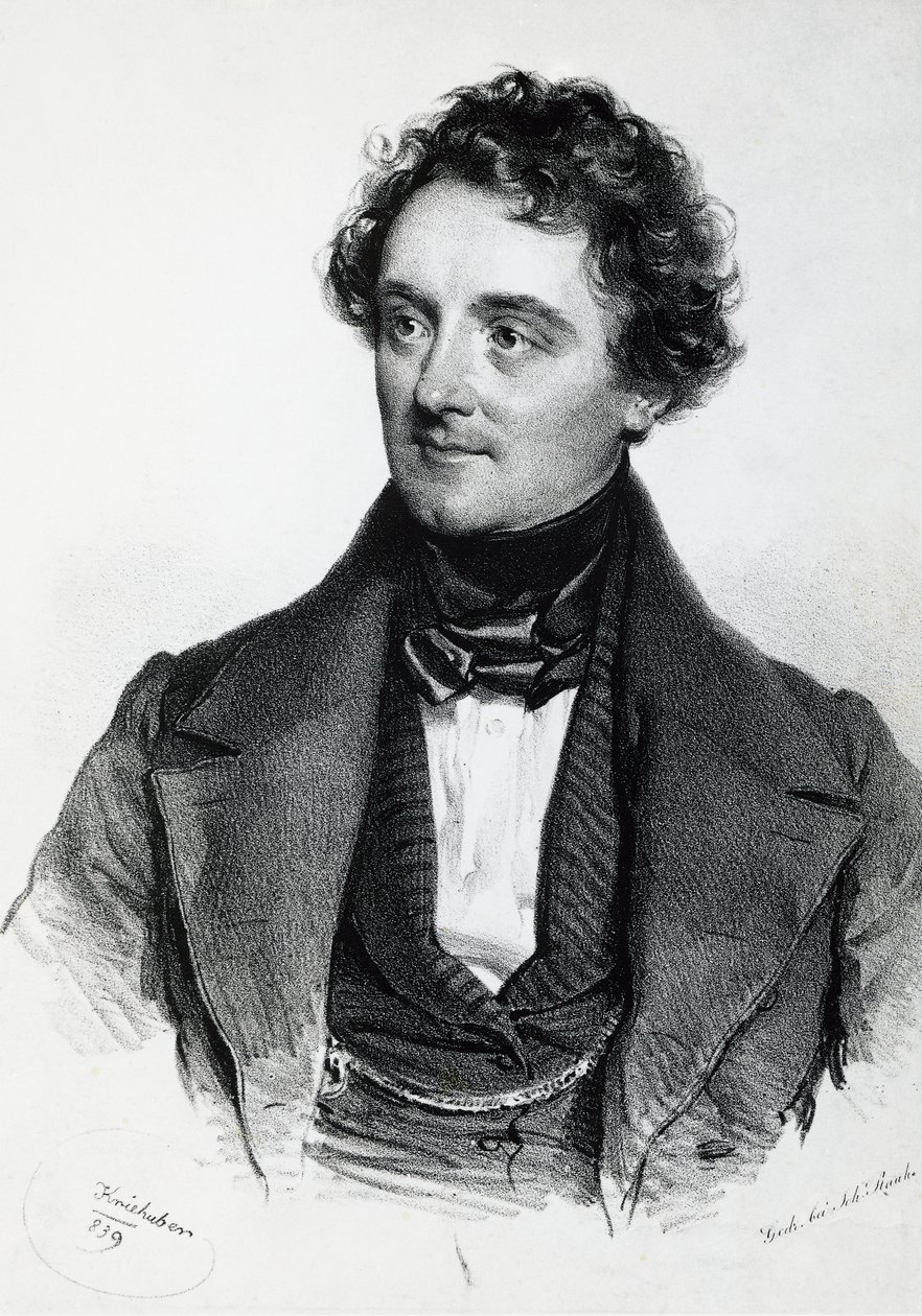Portrait of Johann Nepomuk Eduard Ambrosius Nestroy by Josef Nikolaus Kriehuber