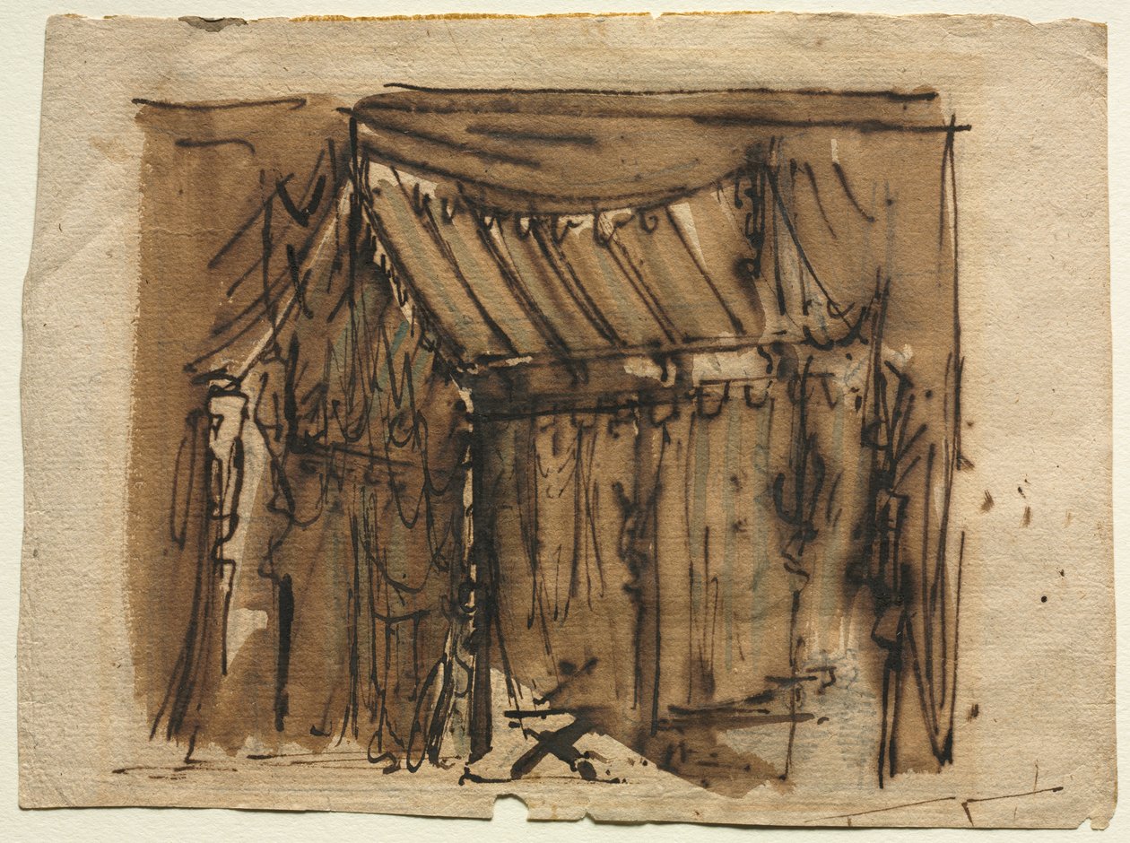 Tent (recto); Two Sketches (verso) by Josef Platzer