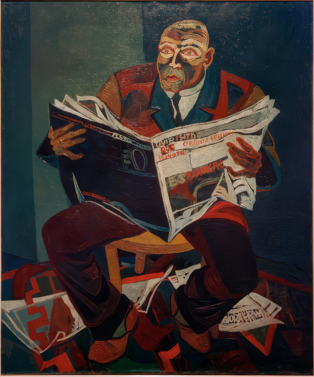 Man Reading the Newspaper by Josef Scharl