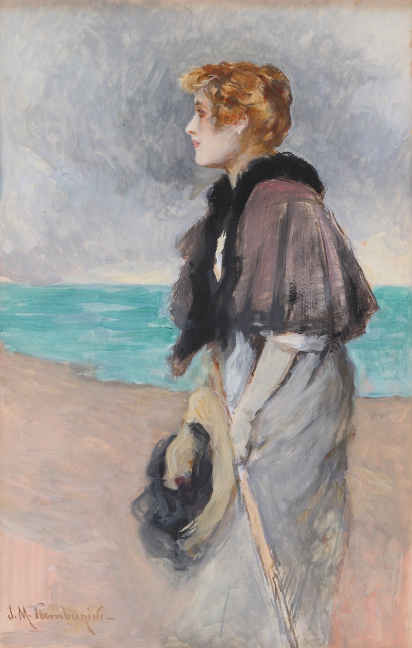 Young Girl with a Hat by Josep Mª Tamburini Dalmau