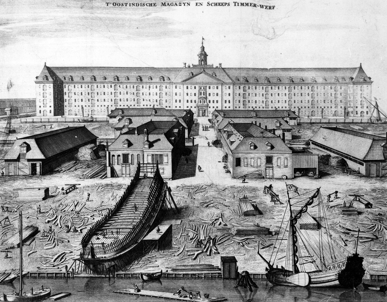 East India Company Shipyard and Warehouse in Amsterdam, 1725 by Joseph Mulder