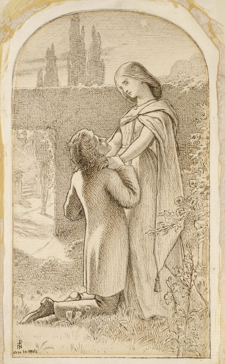 Two Lovers in a starlit Garden, 1862 by Joseph Noel Paton