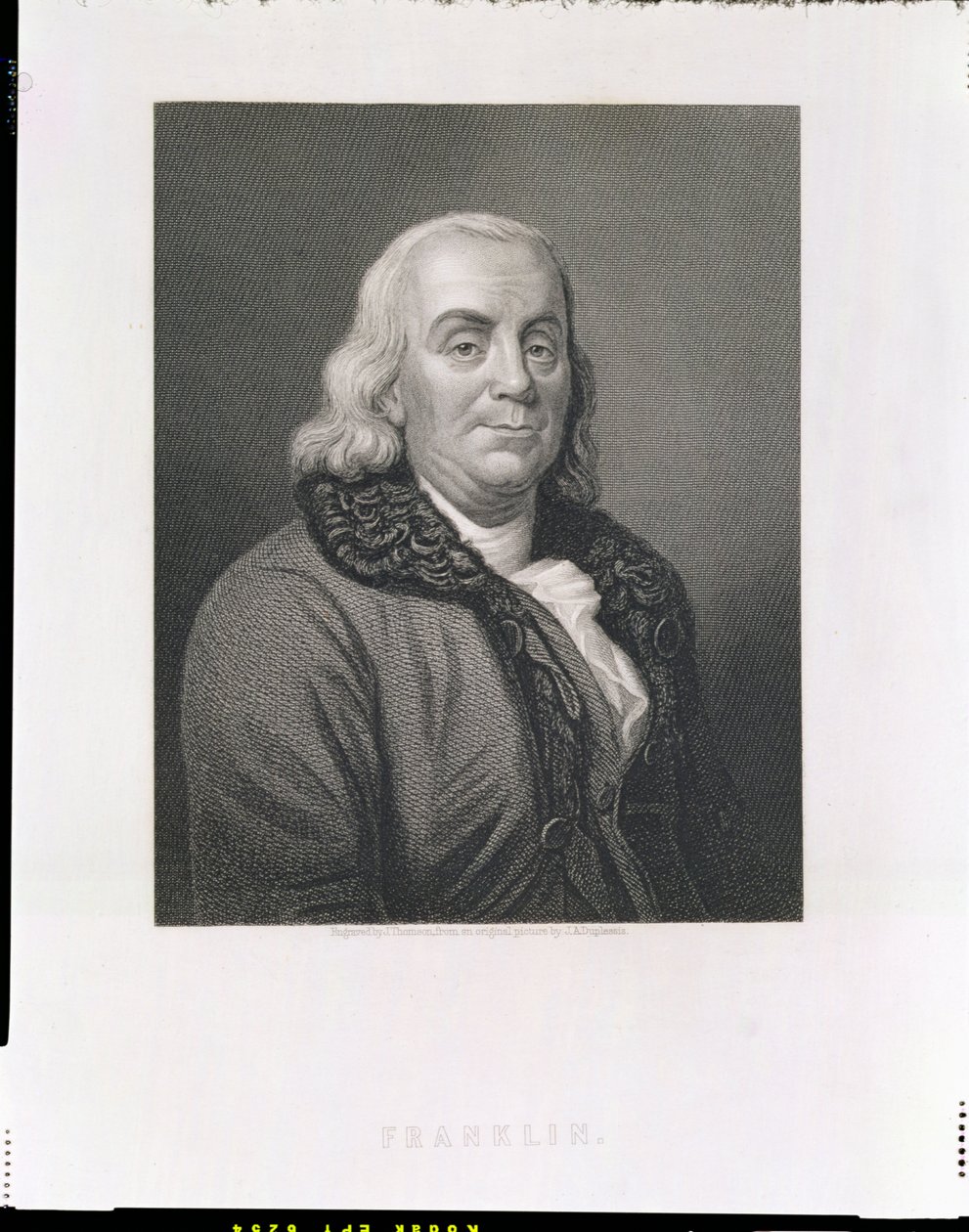 Portrait of Benjamin Franklin, engraved by J. Thomson, pub. by William Mackenzie by Joseph Siffred Duplessis