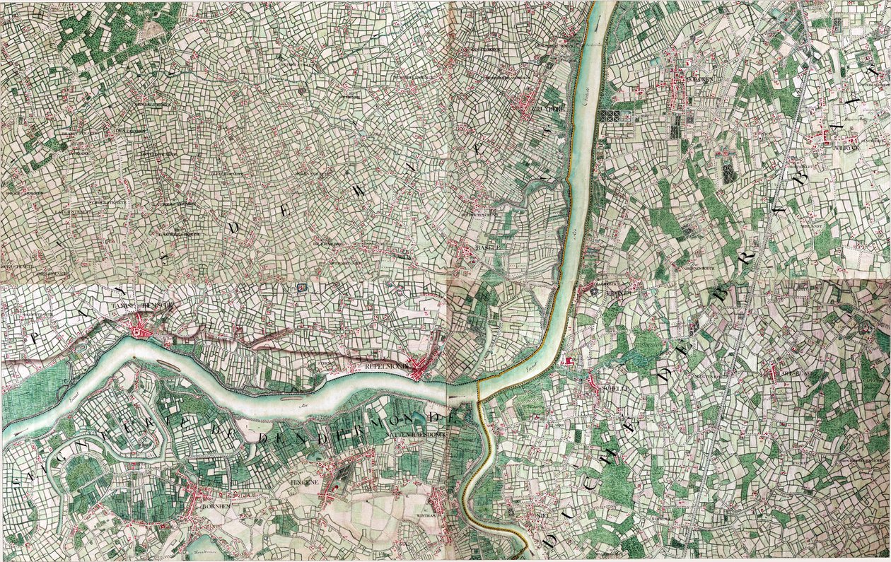 Map of Rupelmonde, Belgium by Joseph de Ferraris