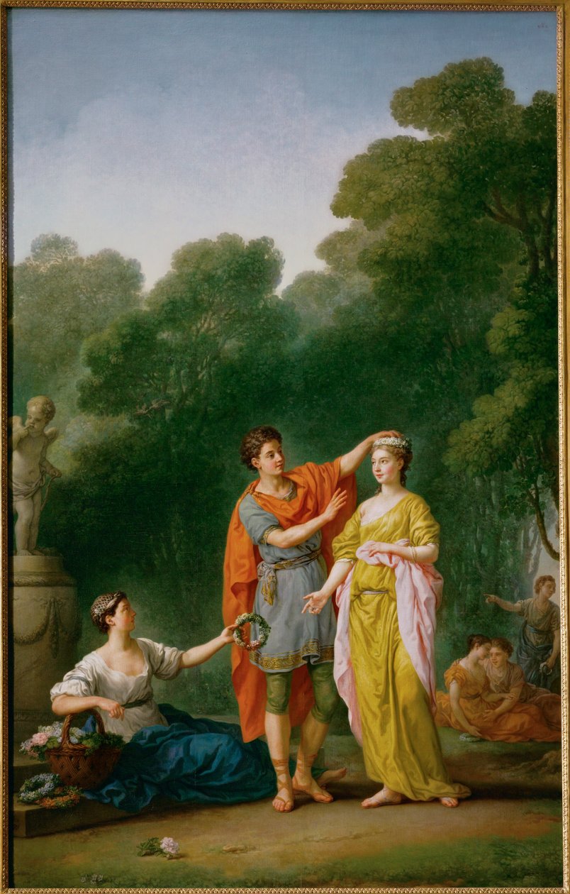 A Lover Crowning His Beloved with a Wreath of Flowers by Joseph Marie the Elder Vien