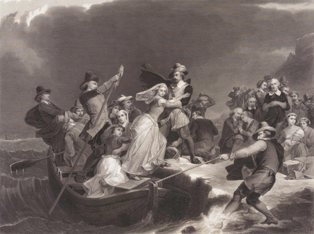 The Pilgrims Landing at Plymouth Rock in 1620 by Joseph Andrews