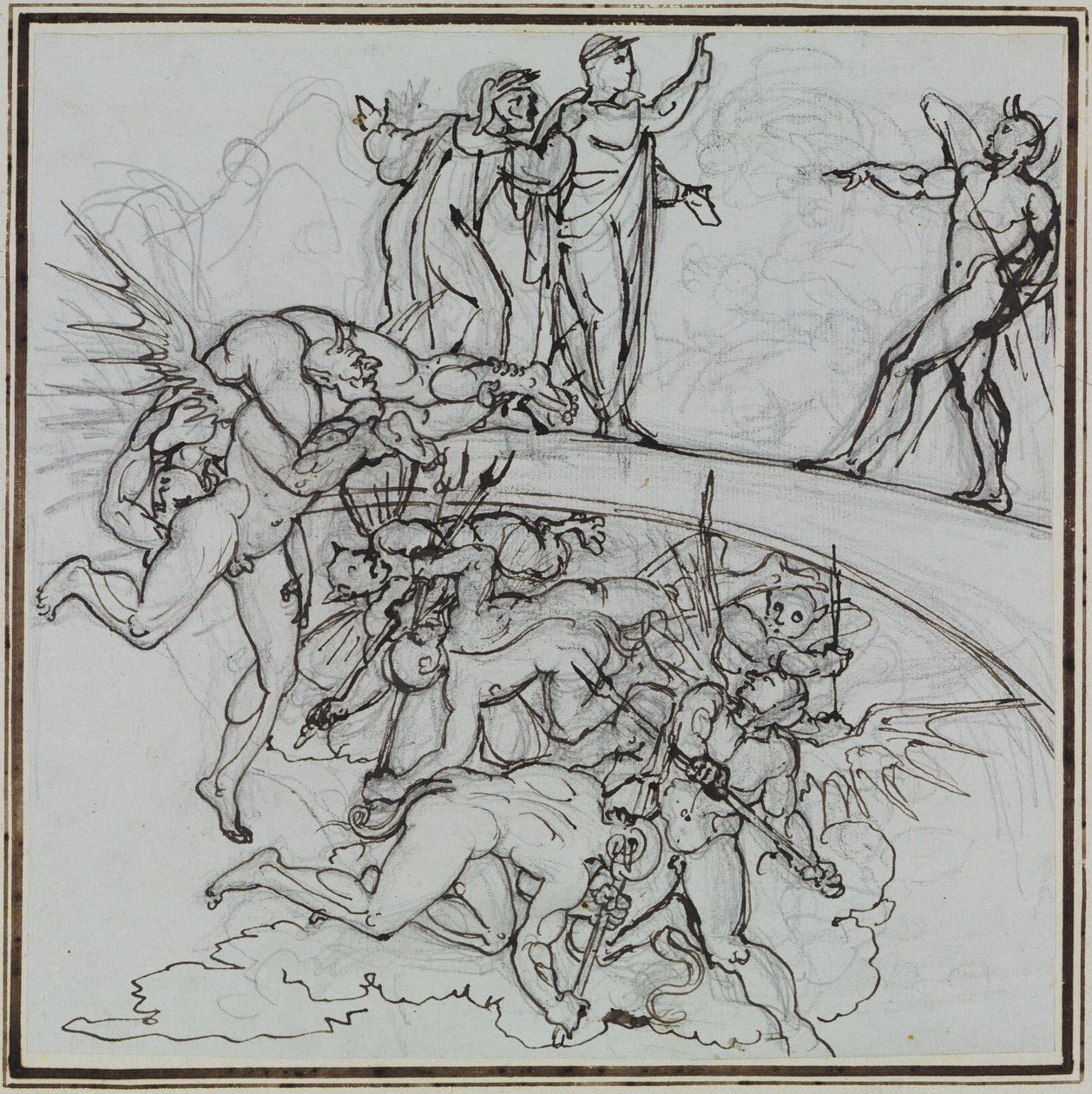 At the Pitch Lake of the Merchant, the Councilor of Lucca (Dante Inferno, Canto 21, V 34) by Joseph Anton Koch