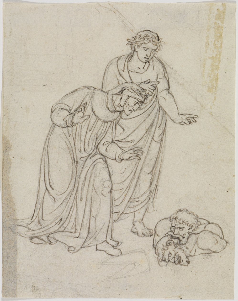 The Traitors to Their Country in the Ice, Count Ugolino and Archbishop Ruggieri, Devouring Each Other (Dante Inferno, Canto 33, V 109) by Joseph Anton Koch
