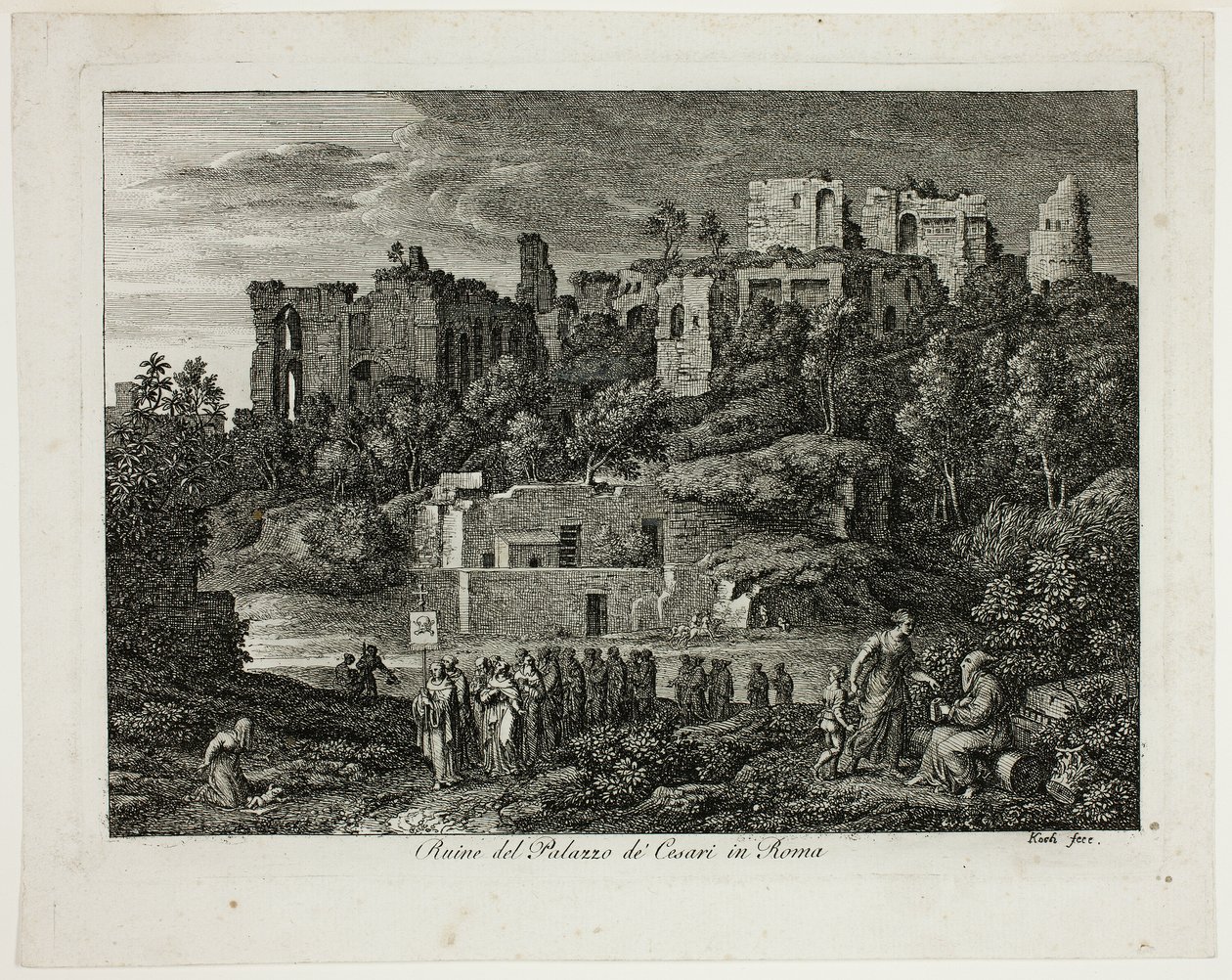 Ruins of the Palace of the Caesars in Rome, plate eight from 
