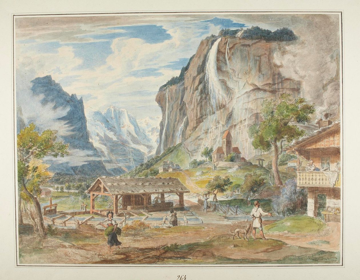 The Staubbach Waterfalls and the Mountain Jungfrau in the Lauterbrunnen Valley, Switzerland by Joseph Anton Koch