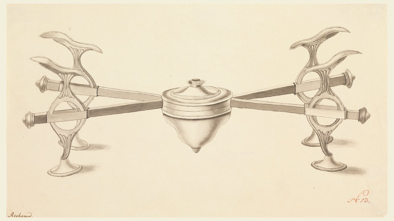 Design for a Dish Stand with Extending Arms and a Small Spirit Lamp by Joseph Anton Seethaler Ii