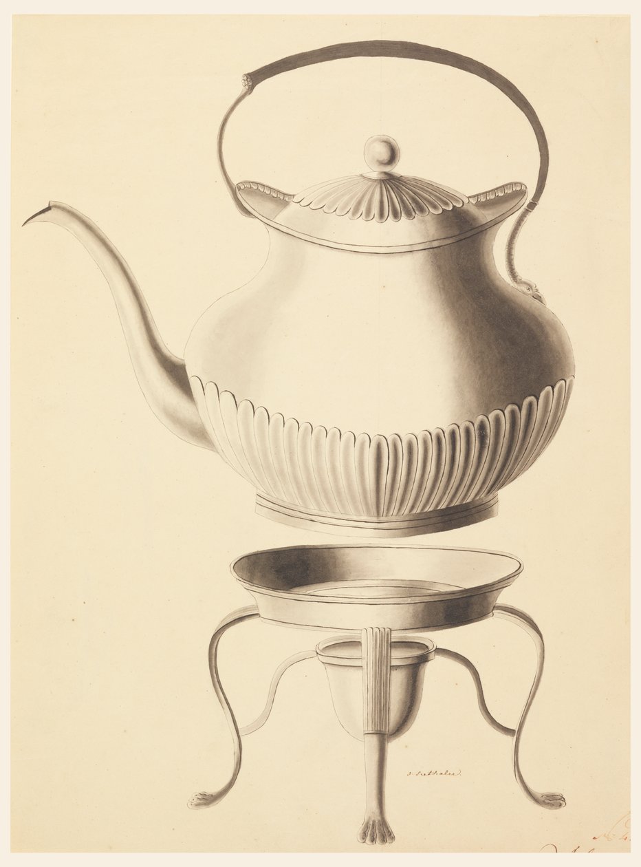 Design for a Water Kettle with Stand by Joseph Anton Seethaler Ii