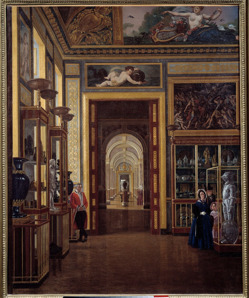 The Jewelry Room at the Louvre and the Enfilade of the Charles X Rooms by Joseph Auguste