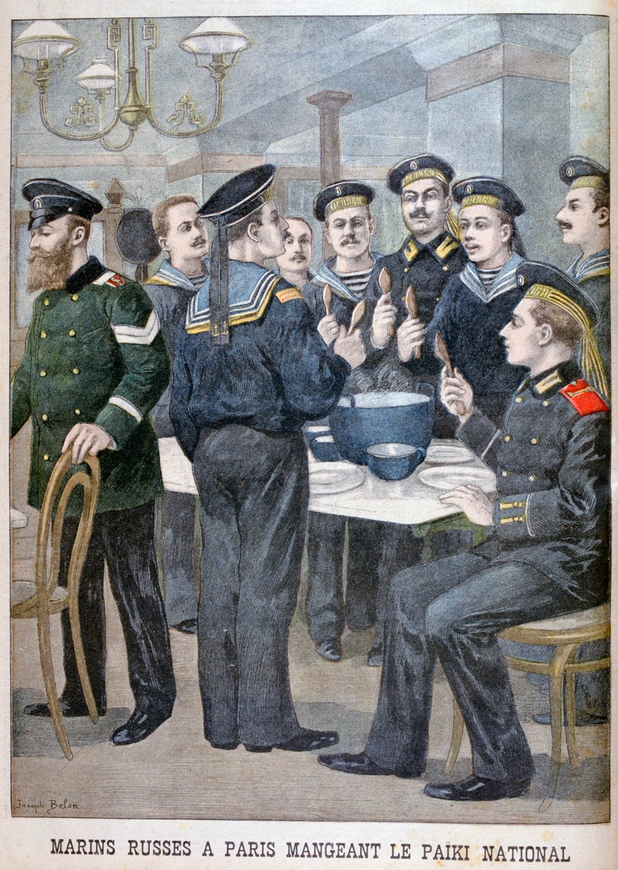 Russian Marines Eating Paiki in Paris by Joseph Belon