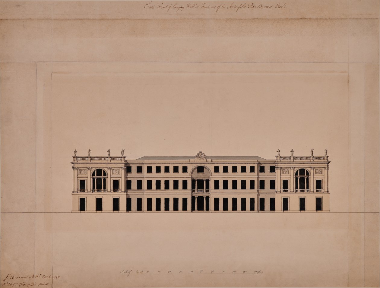 East Front of Langley Hall in Kent by Joseph Bonomi