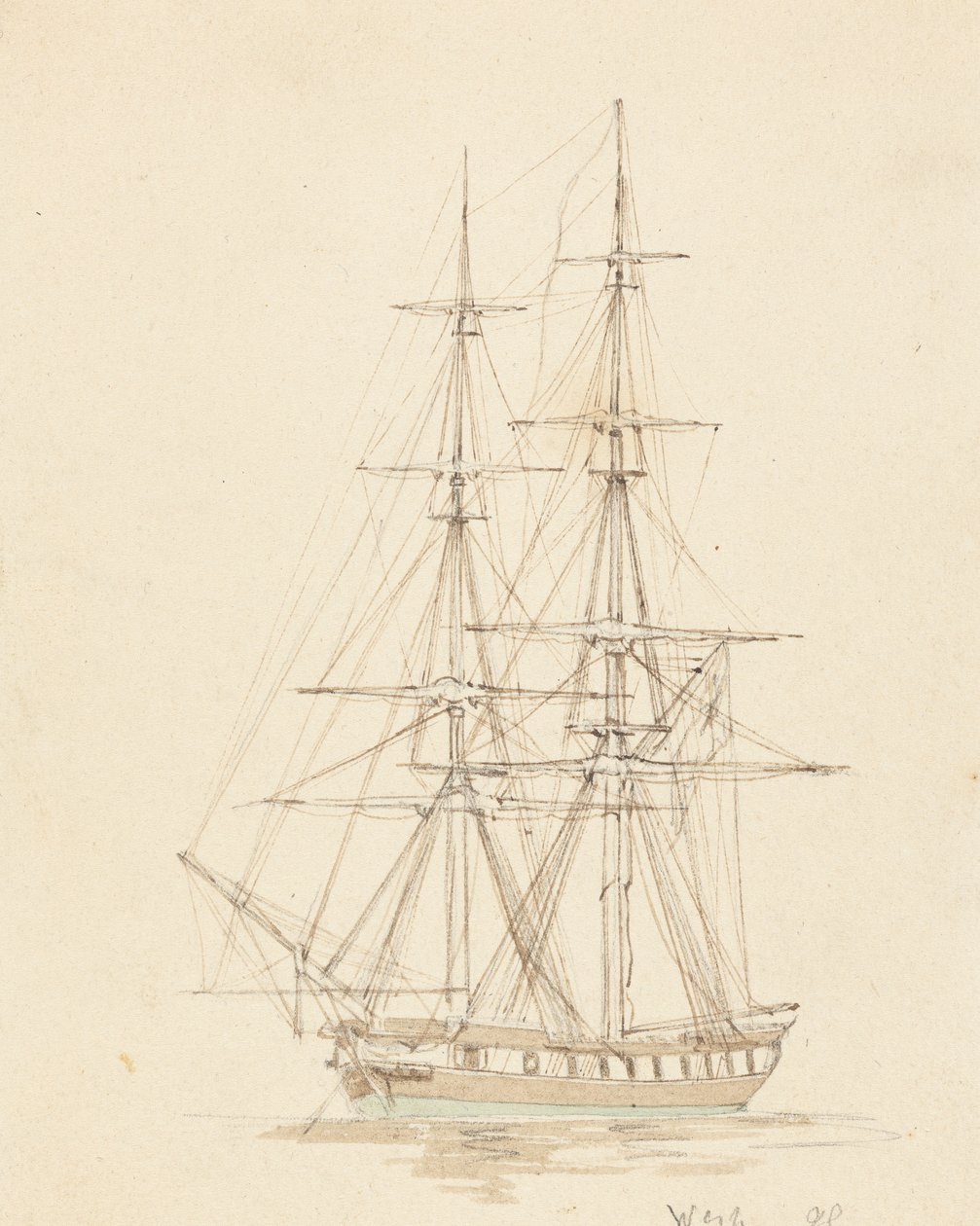 Single Hermaphrodite Brig, Bow Forward by Joseph Cartwright