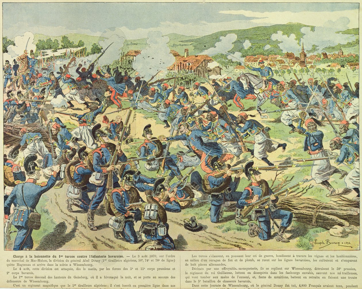 The Battle of Wissembourg, 3rd-4th August 1870 by Joseph Charles (after) Beuzon