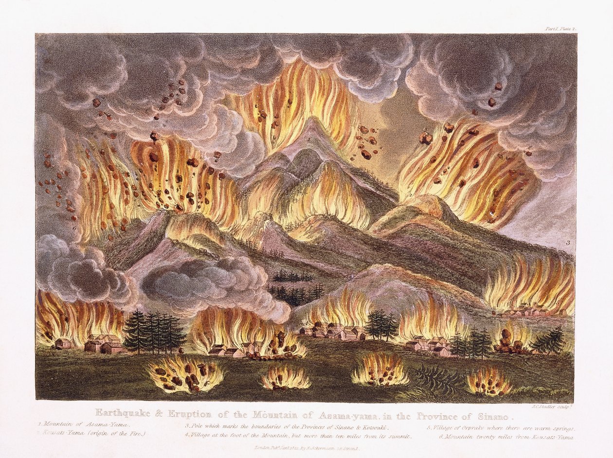 Earthquake and Eruption of the Mountain Asama-yama in the Province of Sinano by Joseph Constantine Stadler