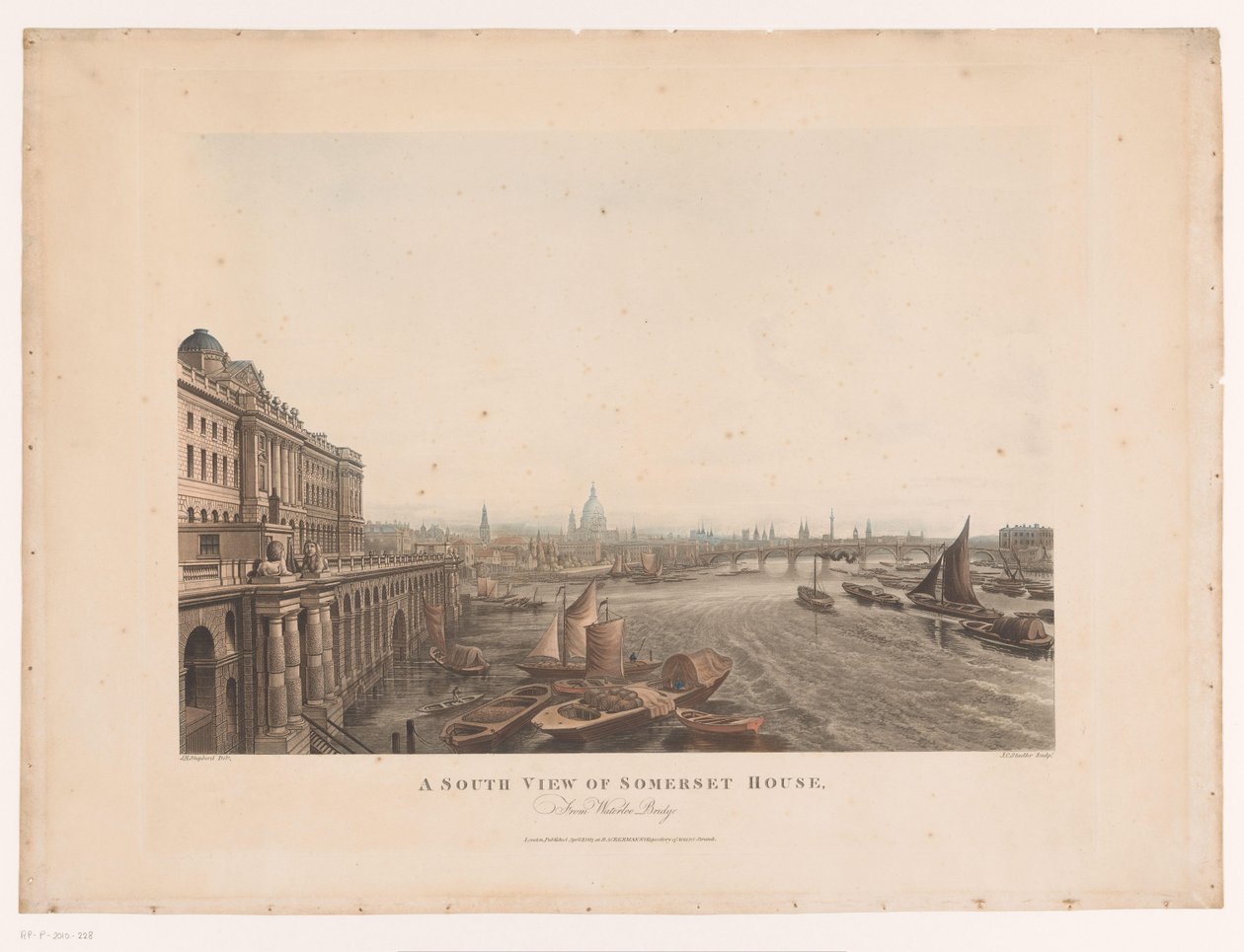 A South View of Somerset House, from Waterloo Bridge by Joseph Constantine Stadler