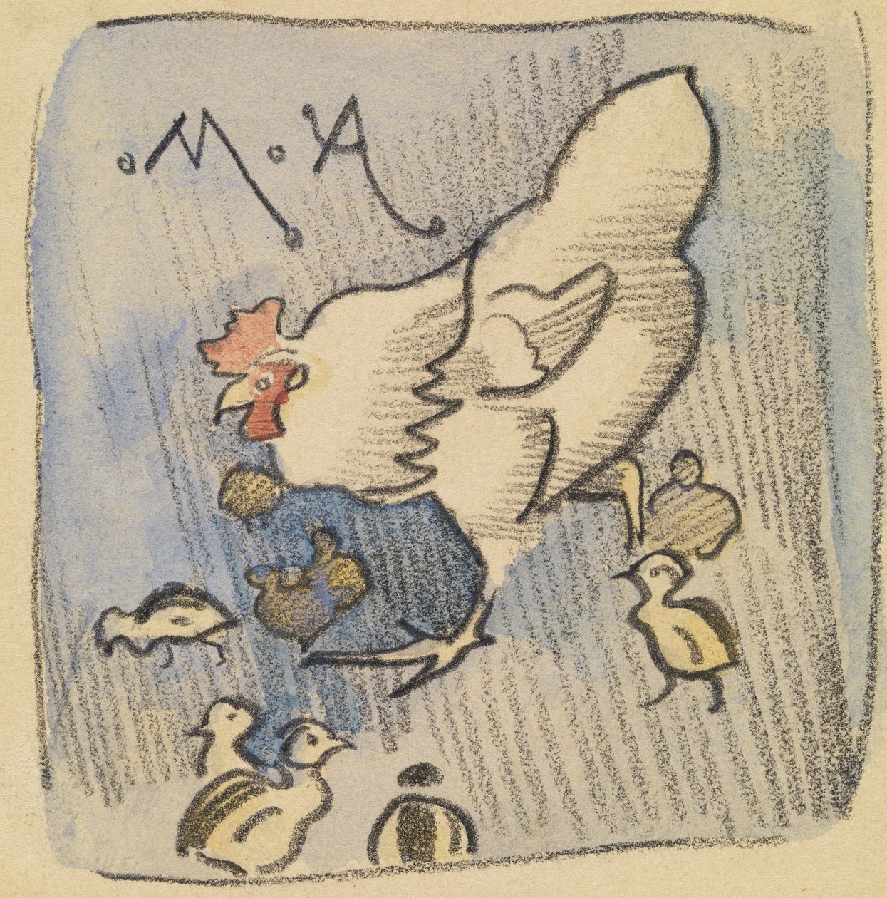 White Hen and Chickens, c.1901 by Joseph Crawhall