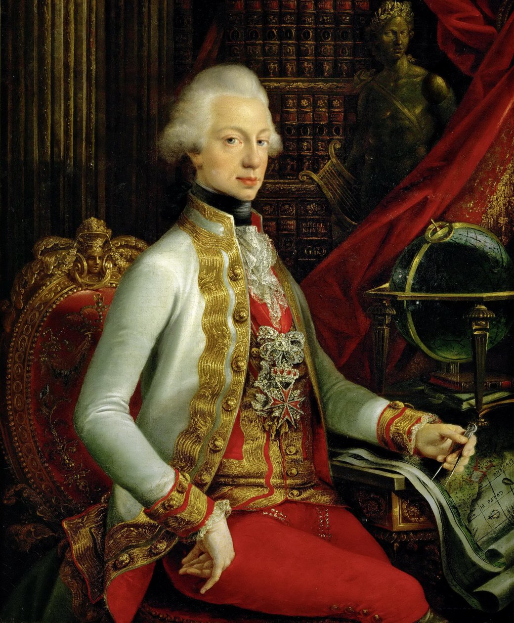 Portrait of Ferdinand III, Archduke of Austria and Grand Duke of Tuscany (1769-1824) sitting in his library by Joseph Dorffmeister