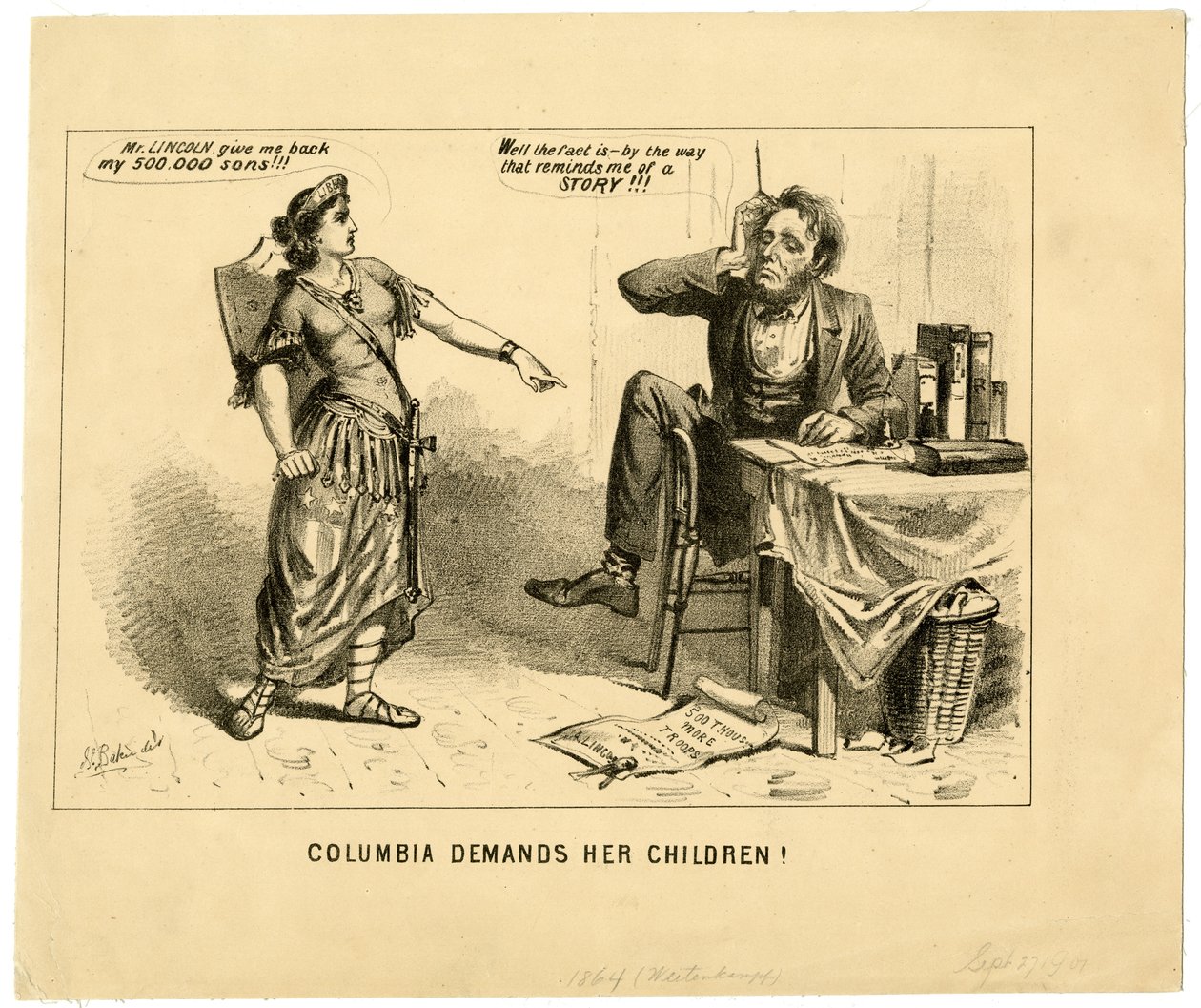 Columbia Demands Her Children, 1864 by Joseph E. Baker