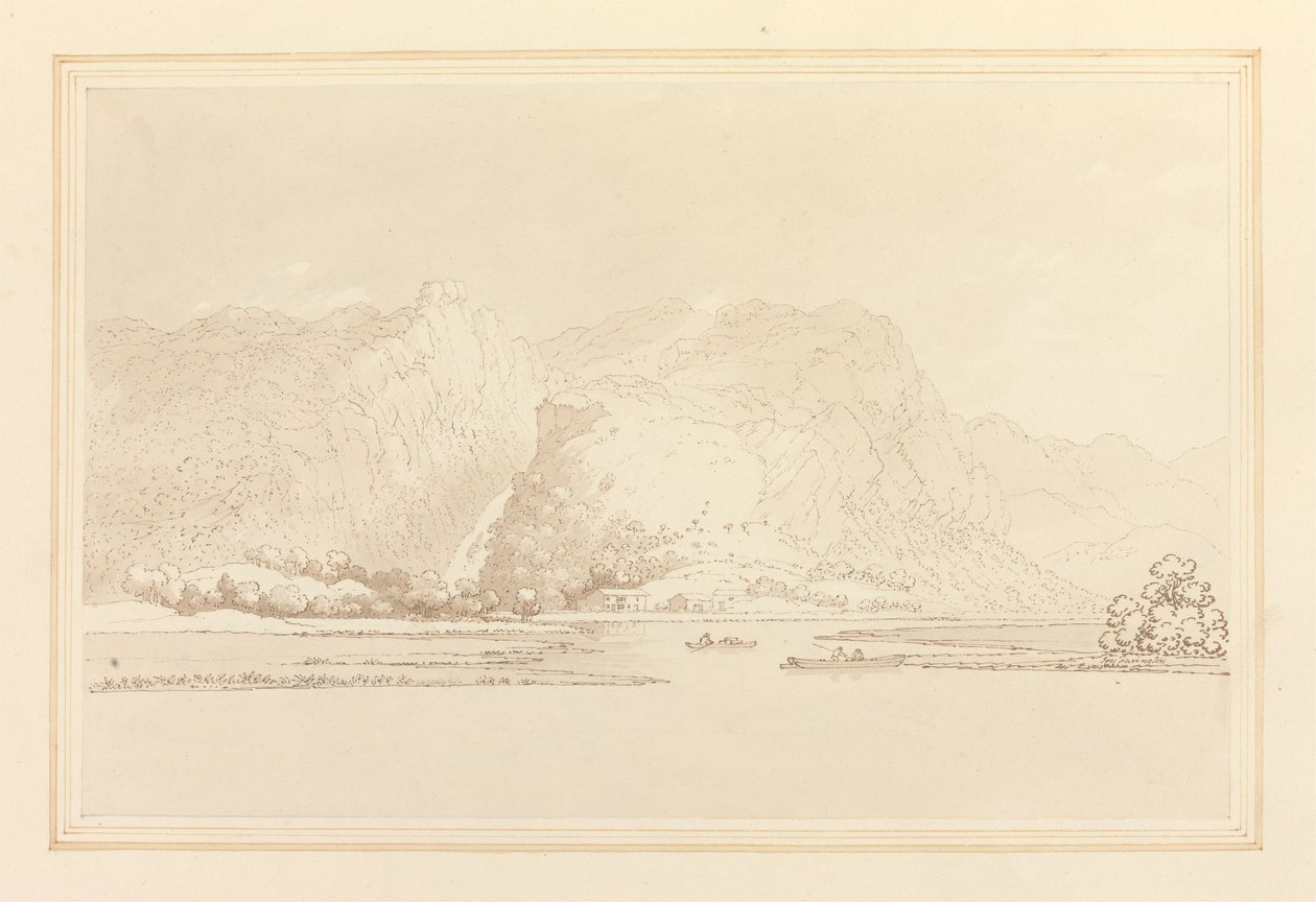 Lodore Cottage rocks & fall by Joseph Farington