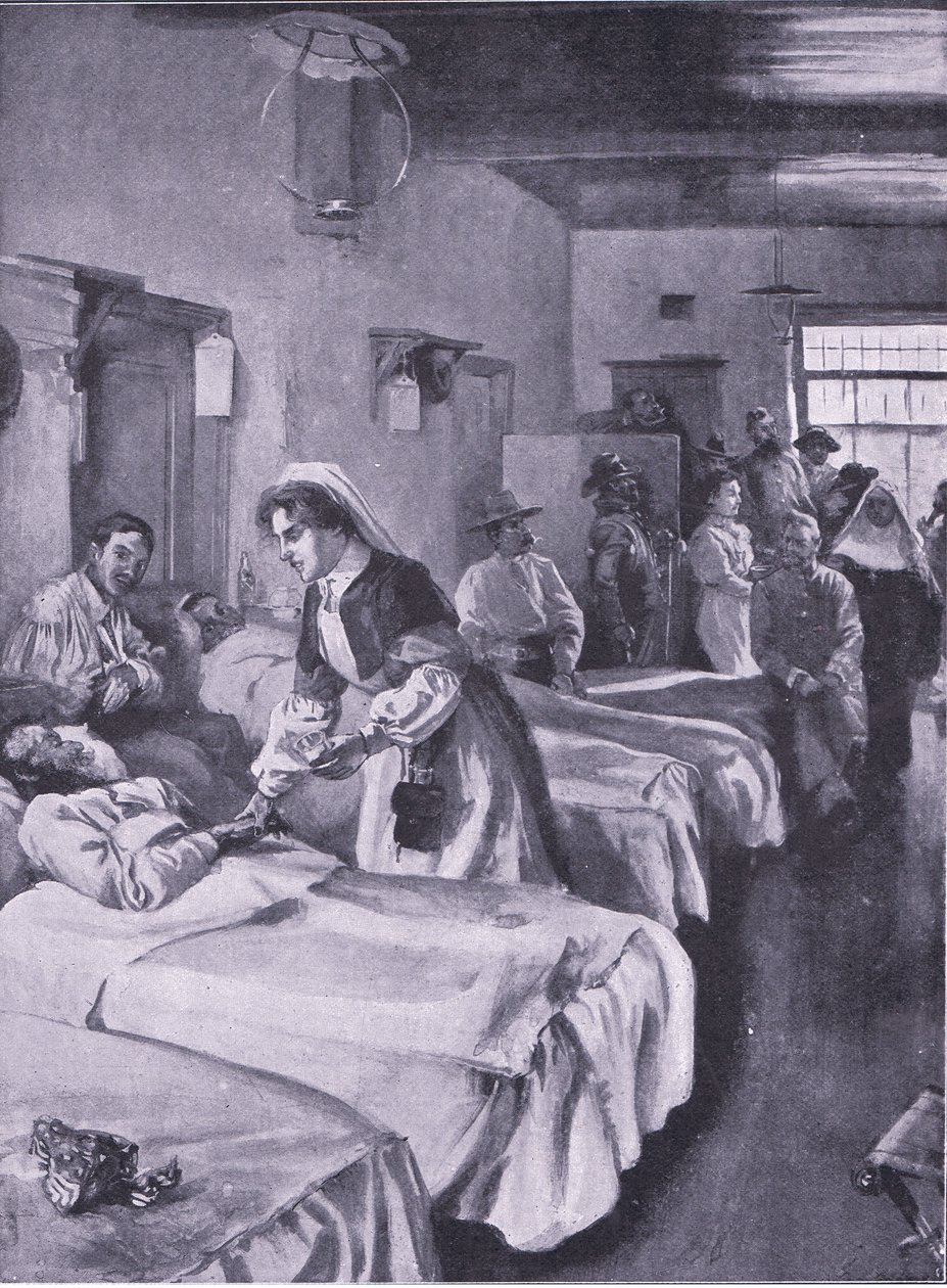 Boer prisoners in the Palace Hospital at Simonstown (illustration from After Pretoria: The Guerilla War, 1902) by Joseph Finnemore