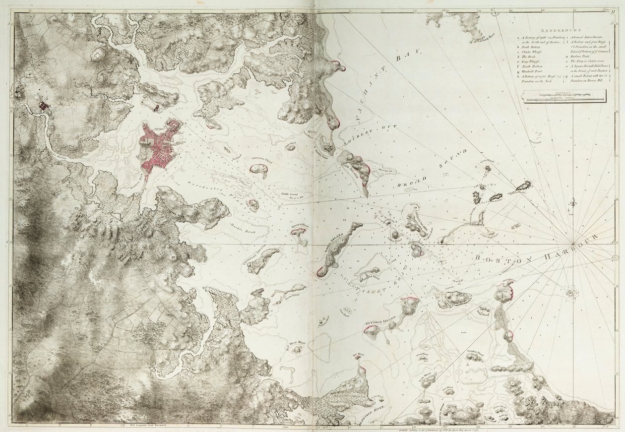 A chart of the harbour of Boston by Joseph Frederick Wallet DesBarres