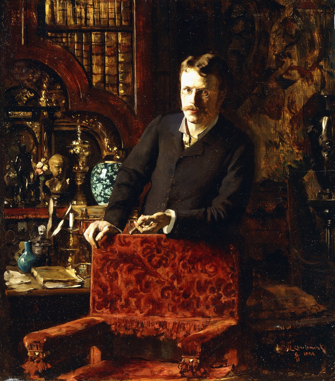 A Gentleman in an Interior by Joseph Gabriel Aubrun