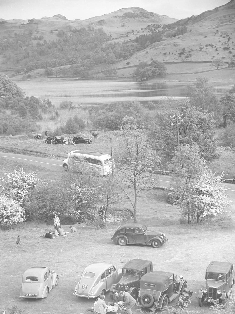 A Group of Cars Parked Up at Rydal Water by Joseph Hardman