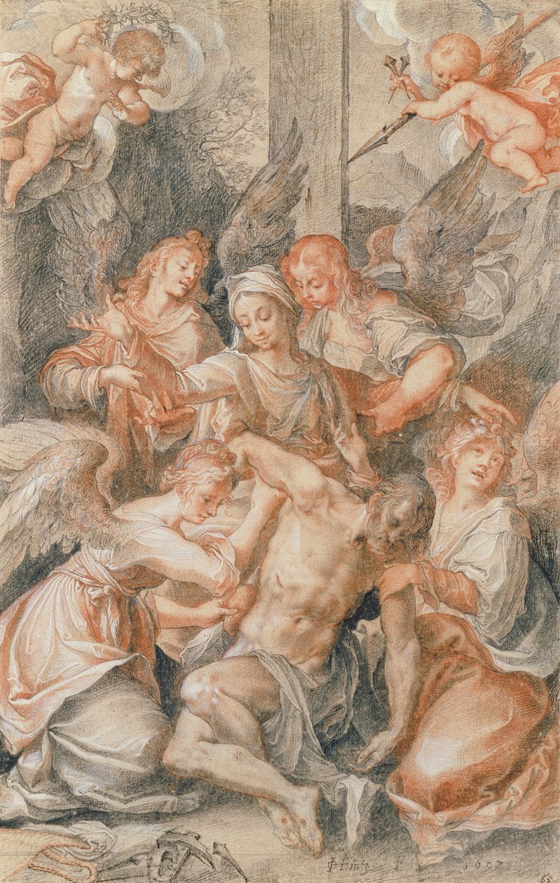 Pieta with Angels and Putti by Joseph Heintz