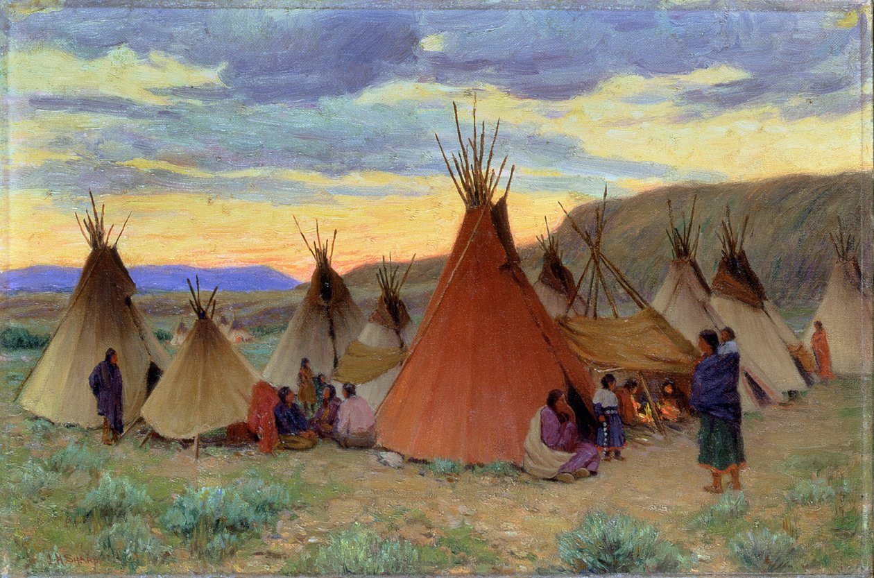 Evening on Crow Reservation, Montana by Joseph Henry Sharp