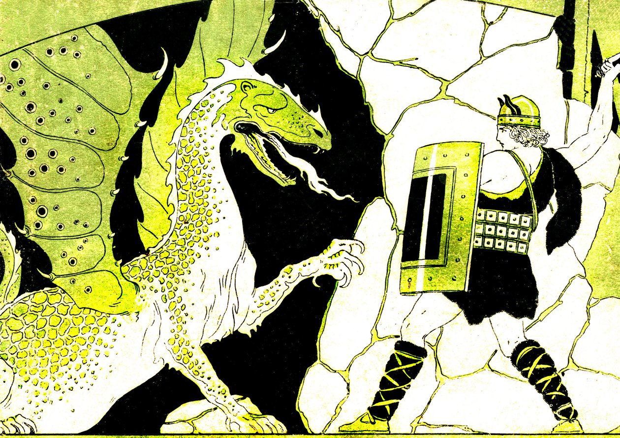 Siegfried Fighting the Dragon by Joseph Kuhn Regnier