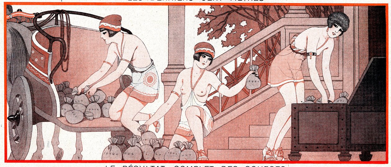 What was, in the Olympian period, Le Prix de Diane - Full races results - Le Résultat complet de courses - illustration from la Vie Parisienne, 1927 by Joseph Kuhn Regnier